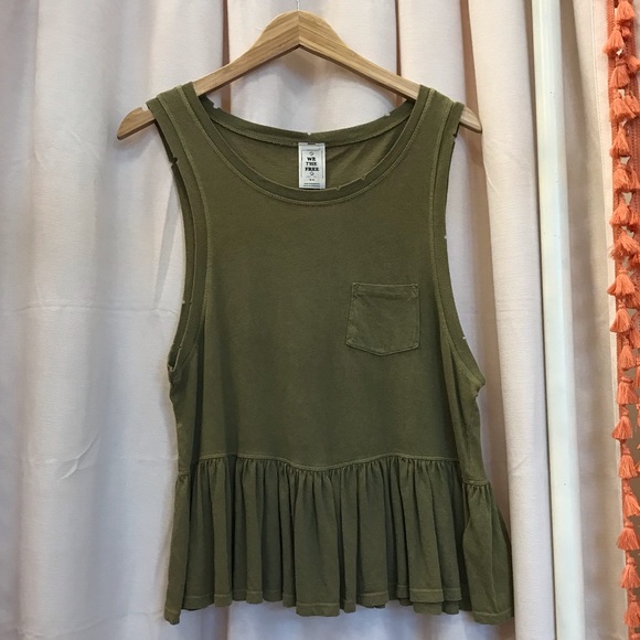 Olive Green Peplum Top - Picture 1 of 2